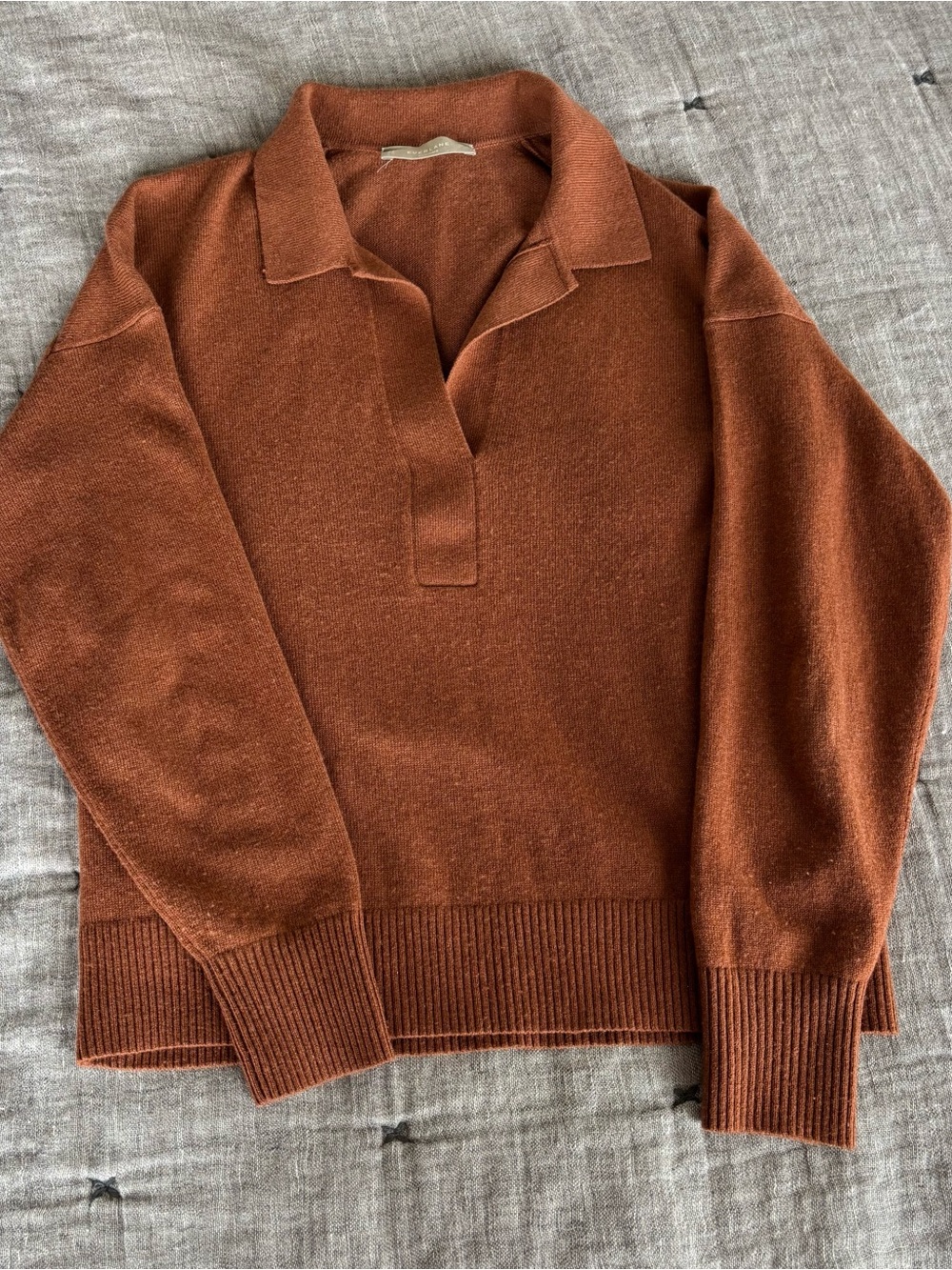 Everlane Rust Brown Cashmere Polo Sweater